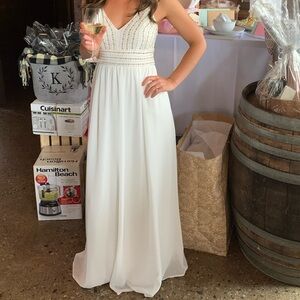 White maxi dress with beading
